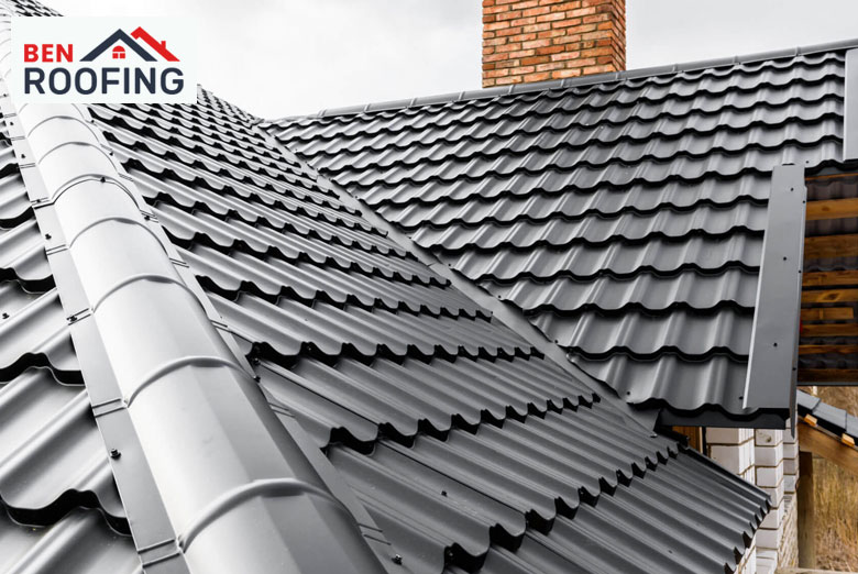 Close-up of shingle roofing on a residential property.