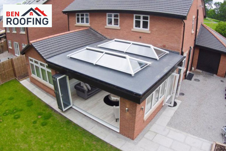 Sloped roof on a residential home